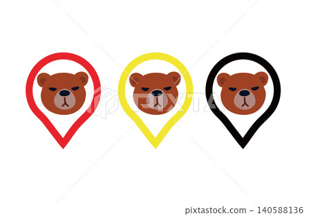 Simple bear face illustration icon for use on maps and other maps (for warnings about bear sightings and information about bears) Simple bear face illustration icon for use on maps and other maps (for warnings about bear sightings and information about bears) 140588136