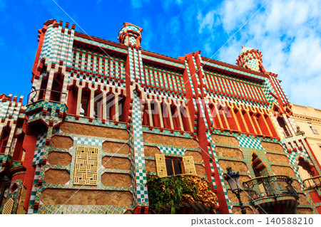 Facade of Casa Vicens in Barcelona, Spain. It is first masterpiece of Antoni Gaudi. Built between 1883 and 1885 140588210