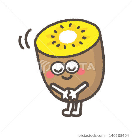 一個可愛的金色奇異鳥角色鞠躬 一個可愛的金色奇異鳥角色鞠躬 140588404