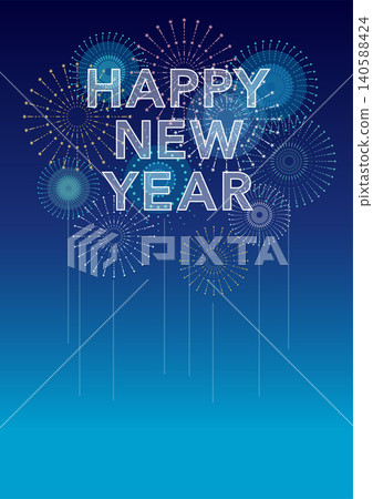 新年賀卡素材煙火及標誌背景插畫慶祝新年 新年賀卡素材煙火及標誌背景插畫慶祝新年 140588424