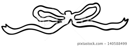 Hand drawn ribbon or bow outline for decoration, kid colouring book, shirt print, gift wrap, icon, social media post, postcard, sign, symbol, tattoo, fashion, accessory, girl power, women empowerment 140588499