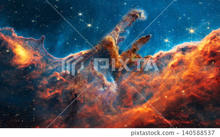 Star forming region somewhere in deep space near pillars of creation in bright colors. Star forming region somewhere in deep space near pillars of creation in bright colors. 140588537