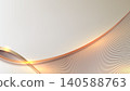 Elegant abstract golden wave background with smooth flowing curves and glowing light effects on a soft luxury beige backdrop, premium corporate banner design 140588763