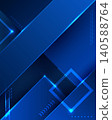Blue abstract geometric background with futuristic tech elements, glowing neon lines, diagonal layers, and square frame, modern digital design, corporate banners, and cyber themes 140588764
