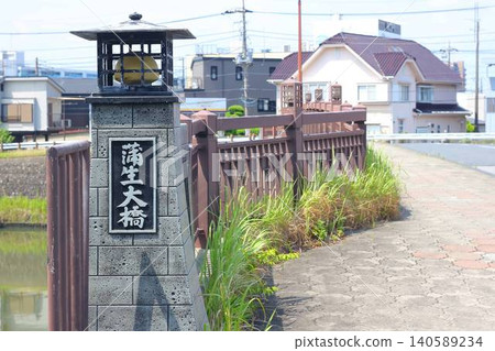 The main pillars of the Gamō Ōhashi Bridge over the Ayase River, which tell the history of the Nikkō Kaidō road. 140589234