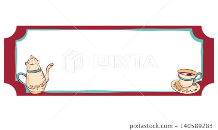 Retro cafe menu frame with teapot 140589283