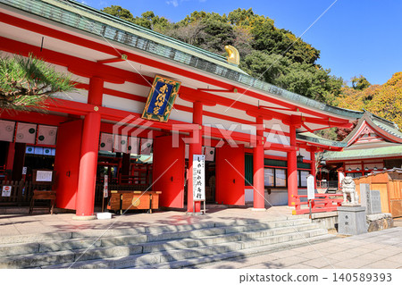Main hall at Akama Shrine, Shimonoseki City, Yamaguchi Prefecture, Japan. Main hall at Akama Shrine, Shimonoseki City, Yamaguchi Prefecture, Japan. 140589393