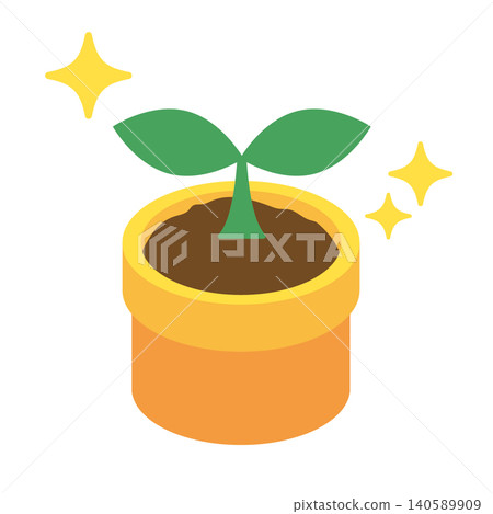 Germination in a flowerpot Germination in a flowerpot 140589909