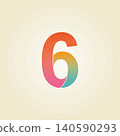 The number 6 in gradient colors 140590293