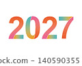 2027 year number logo, gradient color 140590355