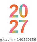 2027 year number logo, gradient color 140590356