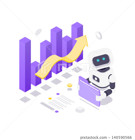 AI Robot For Business Growth And Data Analysis Isometric Vector Illustration AI Robot For Business Growth And Data Analysis Isometric Vector Illustration 140590566
