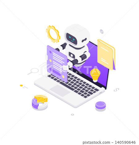 AI Chatbot For Customer Support And Online Learning Isometric Vector Illustration AI Chatbot For Customer Support And Online Learning Isometric Vector Illustration 140590646