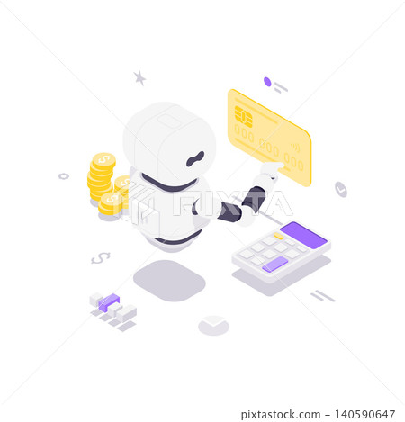 AI Robot For Financial Management And Online Payments Isometric Vector Illustration AI Robot For Financial Management And Online Payments Isometric Vector Illustration 140590647