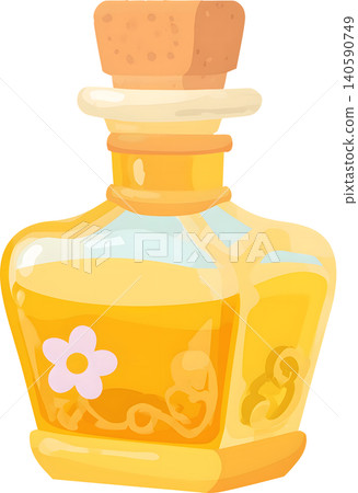 Perfume Bottle with Fresh Leaves Illustration 140590749