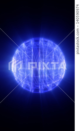 Futuristic blue wireframe sphere with glowing network lines, digital geometry, and technology data structure. Futuristic blue wireframe sphere with glowing network lines, digital geometry, and technology data structure. 140590974