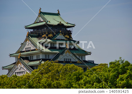Early summer scenery at Osaka Castle, a popular tourist spot in Osaka. Early summer scenery at Osaka Castle, a popular tourist spot in Osaka. 140591425