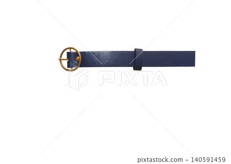 Blue fashion belt with gold buckle isolated on white background Blue fashion belt with gold buckle isolated on white background 140591459