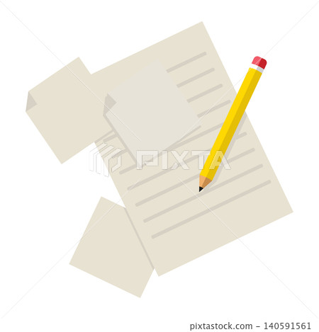Flat Illustration of Paper and Pencil Stationery Flat Illustration of Paper and Pencil Stationery 140591561