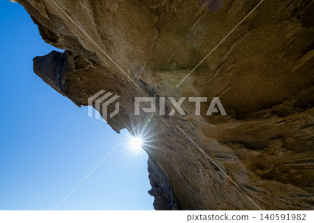Kumano City, Mie Prefecture: Onigajo Castle, a World Heritage Site, with images of strangely shaped rocks and a blue sky. Kumano City, Mie Prefecture: Onigajo Castle, a World Heritage Site, with images of strangely shaped rocks and a blue sky. 140591982