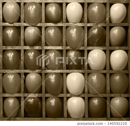Balloon shooting gallery. Bright balls standing in a row Balloon shooting gallery. Bright balls standing in a row 140592228
