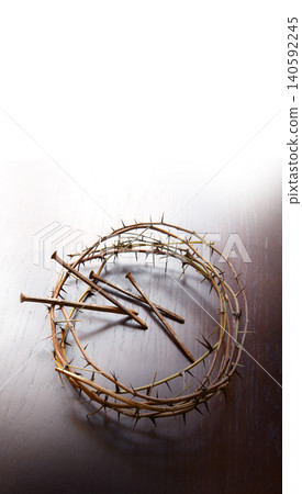 Nails and wteath on a table Nails and wteath on a table 140592245