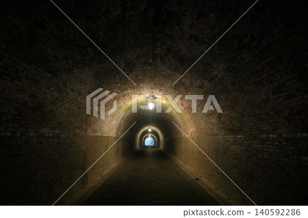 The retro interior of the red brick Utsunoya Tunnel in Shizuoka The retro interior of the red brick Utsunoya Tunnel in Shizuoka 140592286