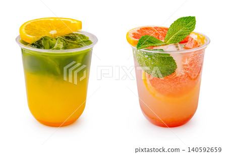 Refreshing iced beverages with citrus and mint for summer Refreshing iced beverages with citrus and mint for summer 140592659