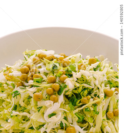 Cabbage salad with green peas and fresh herbs 140592805