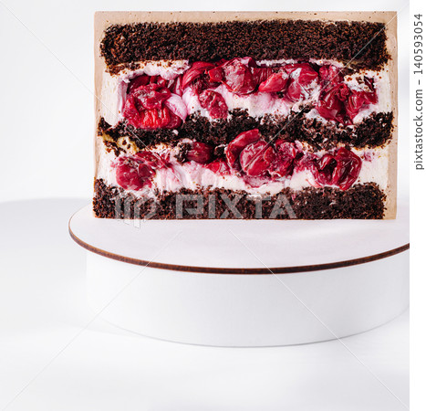 Chocolate black forest cake with juicy cherries Chocolate black forest cake with juicy cherries 140593054