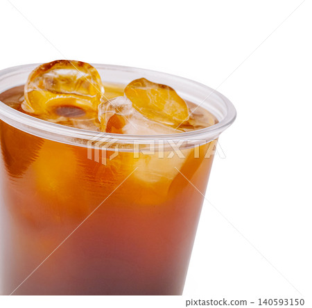 Iced americano coffee drink in plastic cup Iced americano coffee drink in plastic cup 140593150