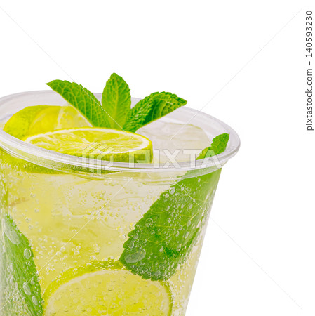 Refreshing cold lime mojito cocktail with mint 140593230