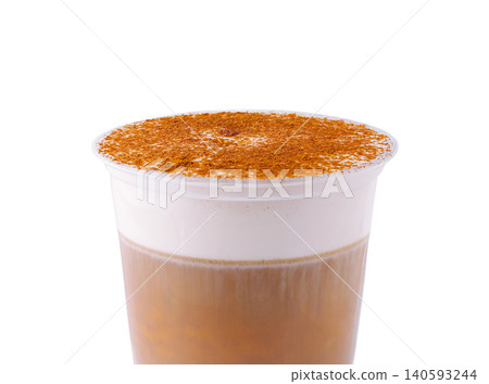 Iced cappuccino coffee with dense milk foam Iced cappuccino coffee with dense milk foam 140593244