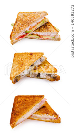 Three assorted grilled sandwich halves set Three assorted grilled sandwich halves set 140593272