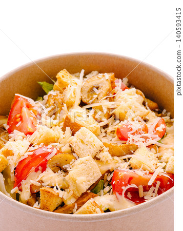 Fresh Caesar salad with mushrooms and croutons 140593415