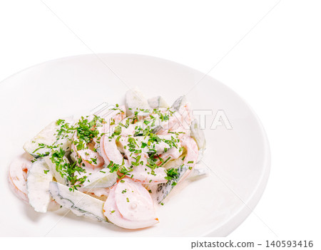 Fresh vegetable salad with creamy sour cream Fresh vegetable salad with creamy sour cream 140593416