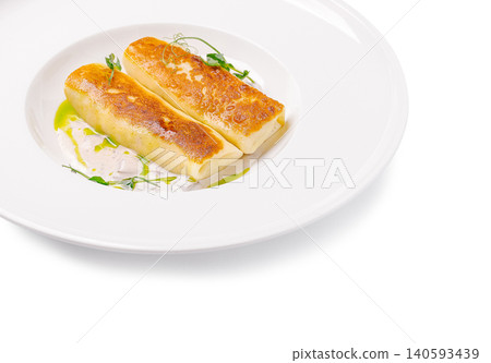 Fried crepes with savory filling and sauce Fried crepes with savory filling and sauce 140593439