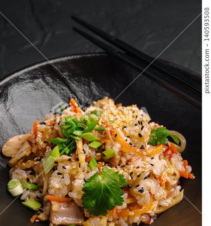 Asian Fried Rice Chahan With Vegetables And Sesame 140593508
