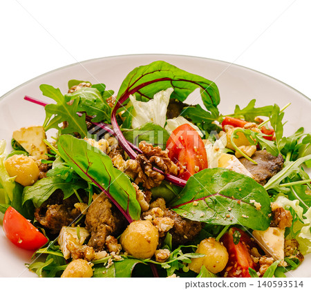 Fresh Warm Salad With Roasted Chicken Liver And Walnuts Fresh Warm Salad With Roasted Chicken Liver And Walnuts 140593514