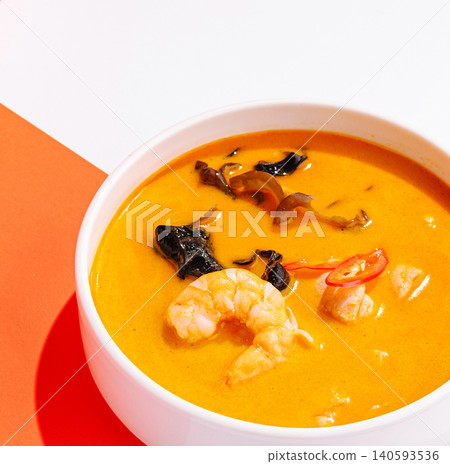Spicy Thai Tom Yum Soup With King Shrimps Spicy Thai Tom Yum Soup With King Shrimps 140593536