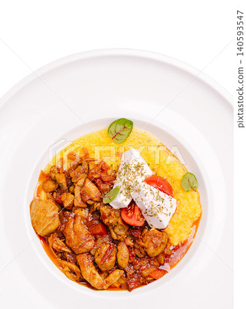 Gourmet Creamy Polenta With Stewed Pork And Feta Gourmet Creamy Polenta With Stewed Pork And Feta 140593547