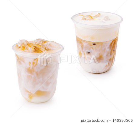 Iced coffee drinks on a white background for summer enjoyment Iced coffee drinks on a white background for summer enjoyment 140593566