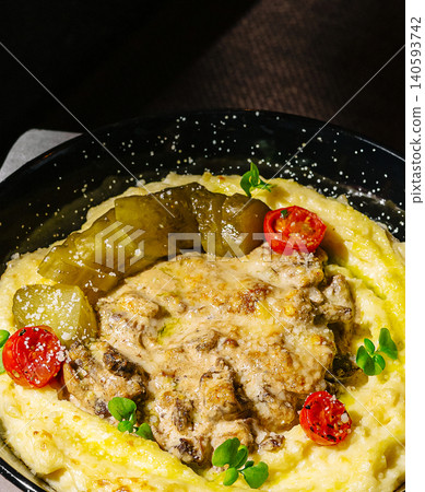 Traditional Beef Stroganoff With Mashed Potatoes Traditional Beef Stroganoff With Mashed Potatoes 140593742