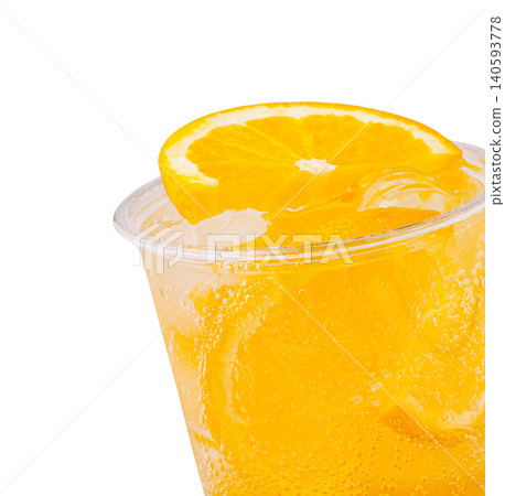 Fresh Orange Lemonade Drink With Ice CloseUp Fresh Orange Lemonade Drink With Ice CloseUp 140593778