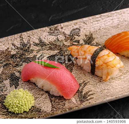 Assorted Nigiri Sushi Set with Fresh Seafood 140593906