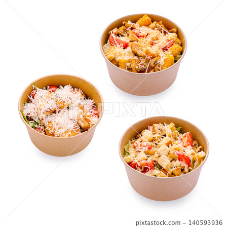 Assorted Fresh Caesar Salads in Kraft Boxes Assorted Fresh Caesar Salads in Kraft Boxes 140593936
