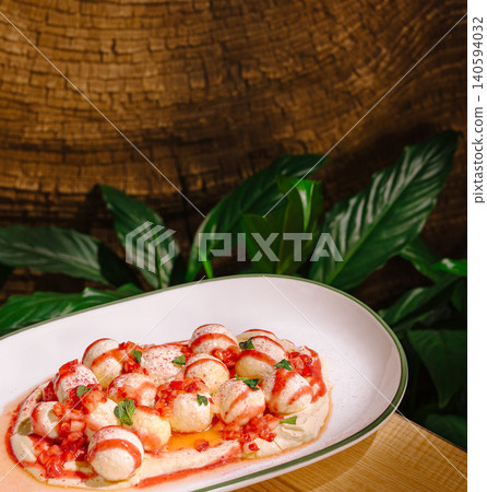 Italian Potato Gnocchi Dessert With Sweet Sauce Italian Potato Gnocchi Dessert With Sweet Sauce 140594032