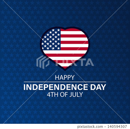 4th of July Greeting Background with American Flag Heart 4th of July Greeting Background with American Flag Heart 140594307