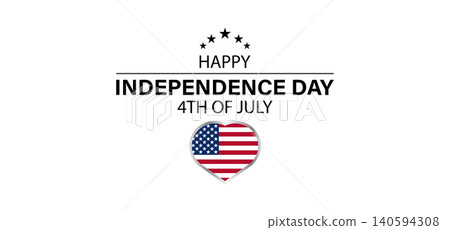 4th of July Minimal Greeting Card with American Flag Heart 4th of July Minimal Greeting Card with American Flag Heart 140594308