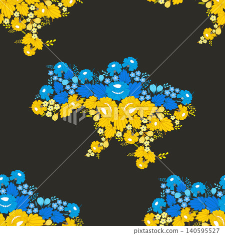 Map of Ukrainemade of flowers seamless pattern.  140595527